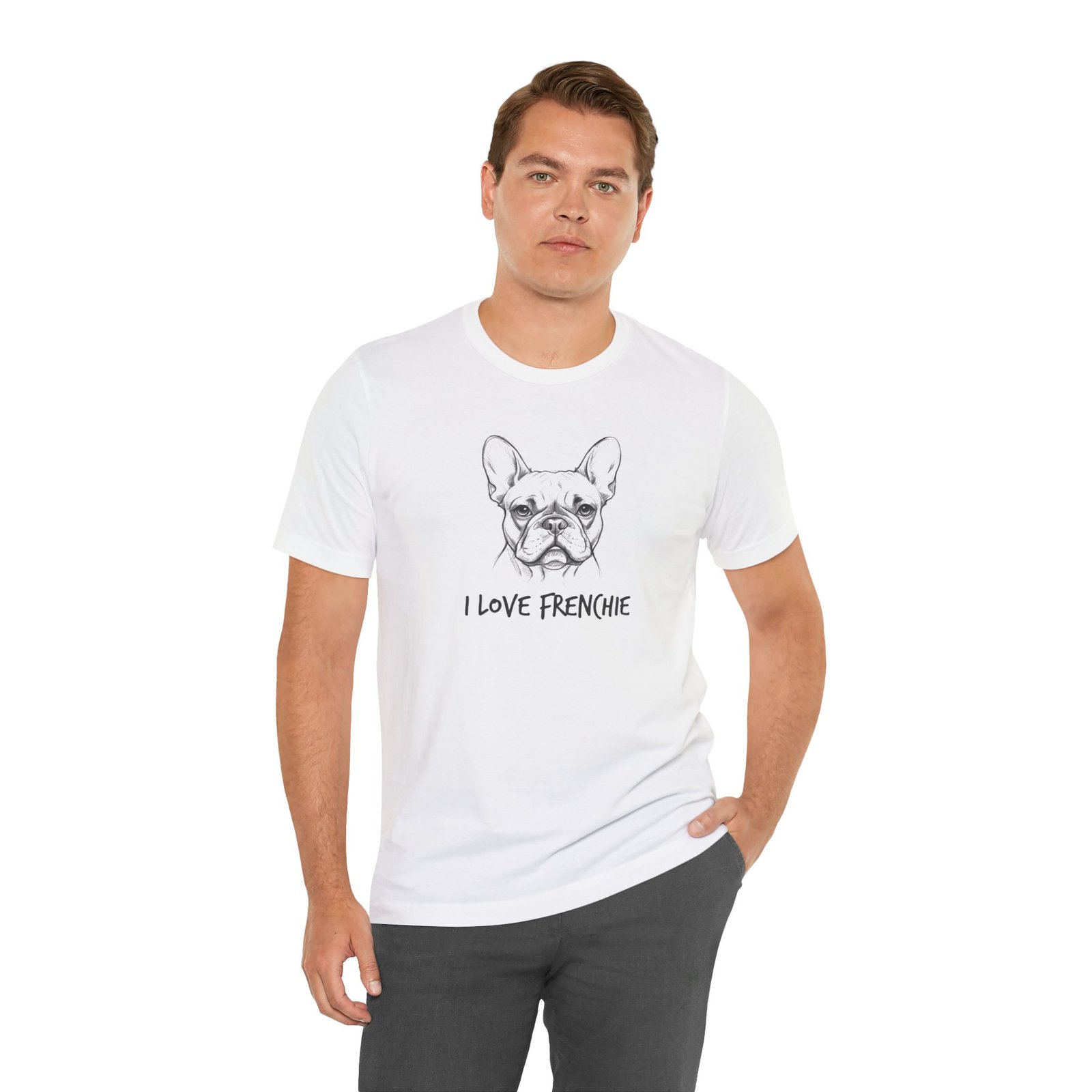 đŸ T-shirt I Love Frenchie â Portrait Bouledogue Français â Image 3